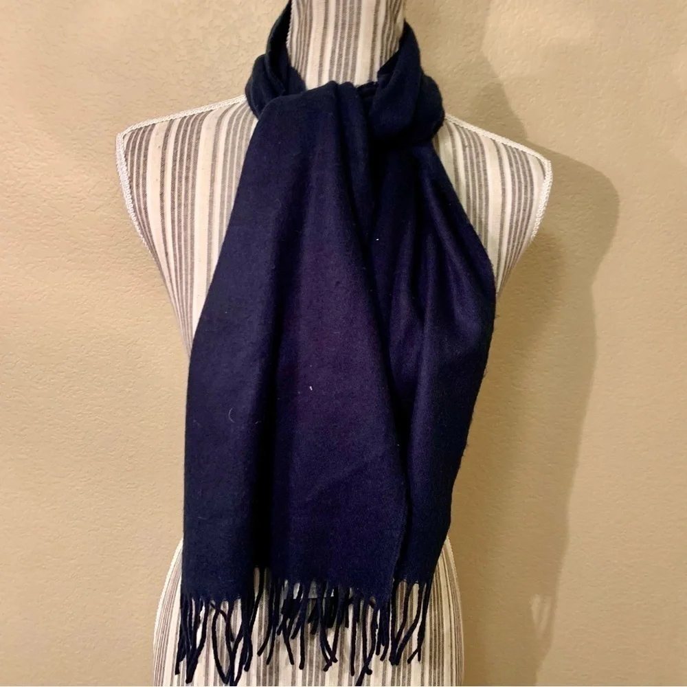 NWT Cashmaire Scarf Navy Blue Acrylic Fringe ends Super Soft $295 Retail New